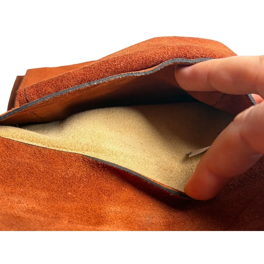 Vintage 70s Tan Genuine Leather Wallet Clutch Boho Western Pebble‎ Grain Tan